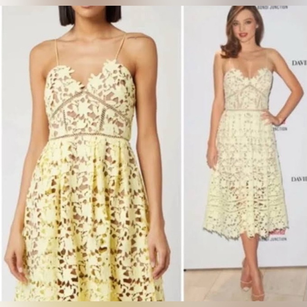 Self-Portrait Azaelea dress size 8 lace nude yellow